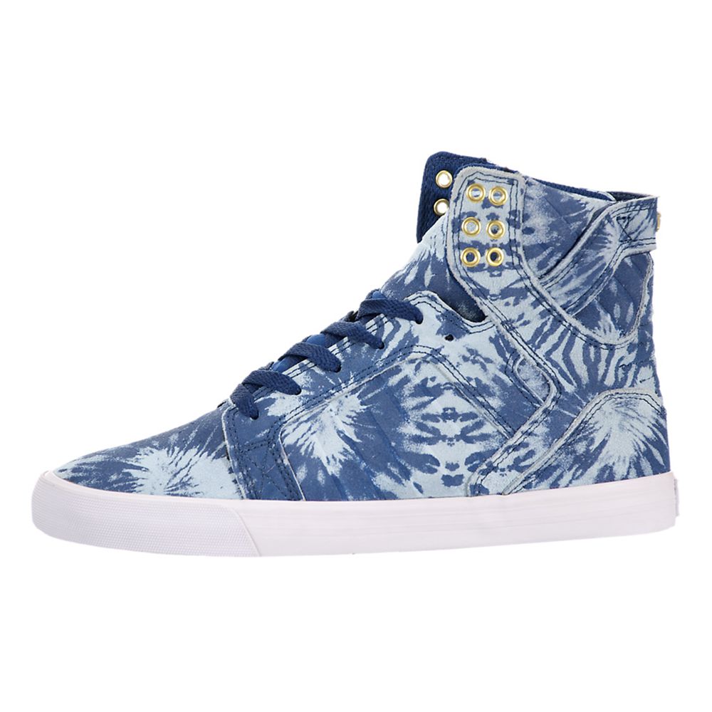 Baskets Montantes Supra SkyTop Bleu Marine Navy/Blue Wash-White Femme | NEO-68253693